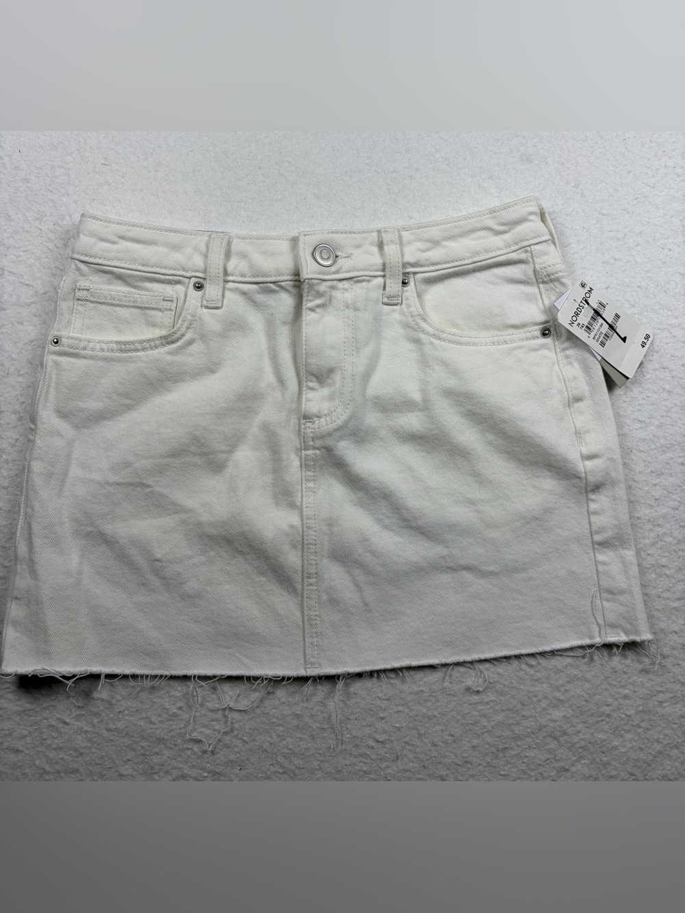 NWT Nordstrom BP White Raw Hem Denim Mini Skirt Size 26
